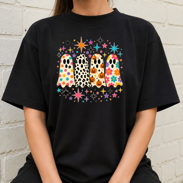 Colorful Patterned Ghosts Halloween Tshirt