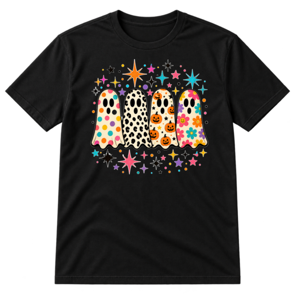 Colorful Patterned Ghosts Halloween Tshirt