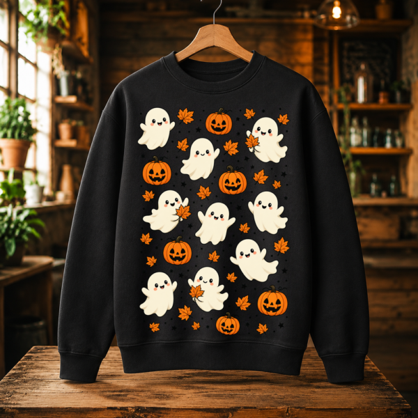 Cute Halloween Ghosts And Pumpkins Pattern Tshirt