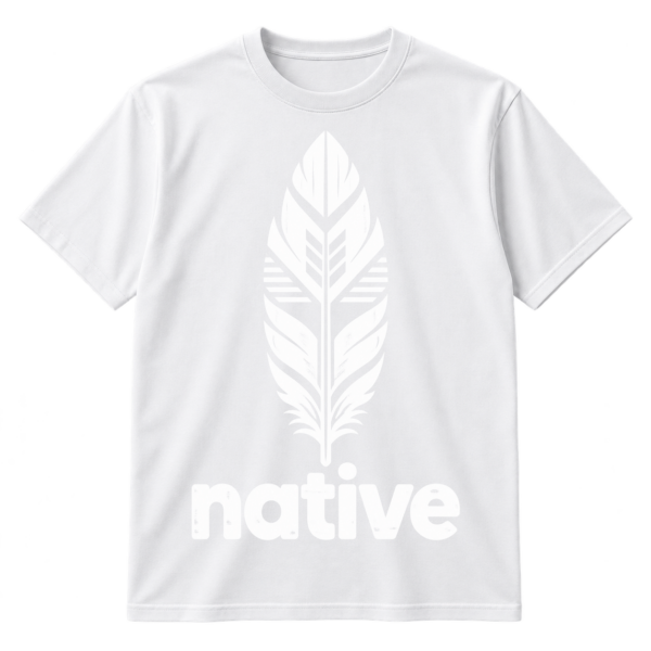 Lowercase native text beneath a symmetrical geometric feather-inspired emblem.