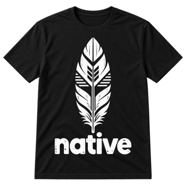 Lowercase native text beneath a symmetrical geometric feather-inspired emblem.