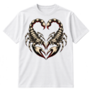 Two mirrored tattoo-style scorpions arranged into a heart shape.
