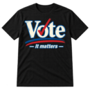 Vote It Matters typographic design with a blue checkmark through the O and red-black underline strokes.