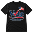 Bold Vote text with a red checkmark over the o, patriotic stripes, and the words It matters.