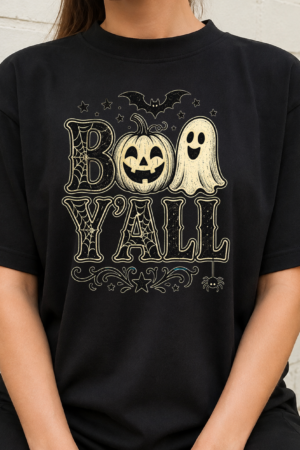 Boo Yall Halloween Typography Tshirt