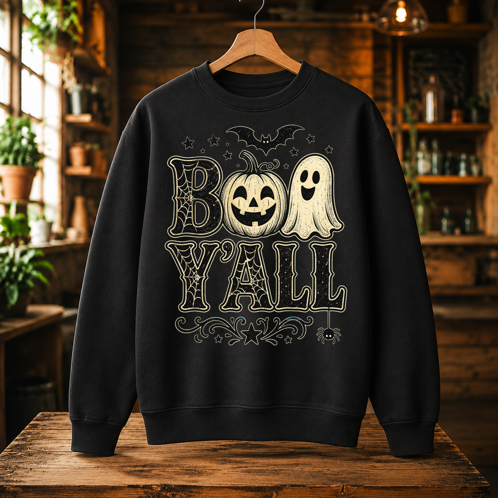 Boo Yall Halloween Typography Tshirt