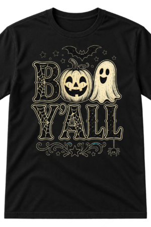 Boo Yall Halloween Typography Tshirt