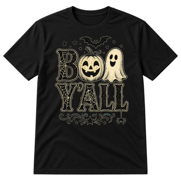 Boo Yall Halloween Typography Tshirt