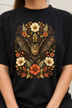 Botanical Bat Floral Illustration Tshirt