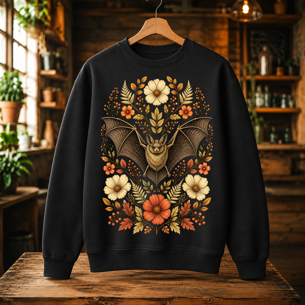 Botanical Bat Floral Illustration Tshirt
