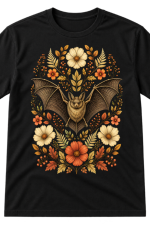 Botanical Bat Floral Illustration Tshirt