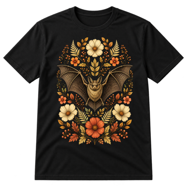 Botanical Bat Floral Illustration Tshirt