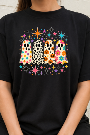 Colorful Patterned Ghosts Halloween Tshirt