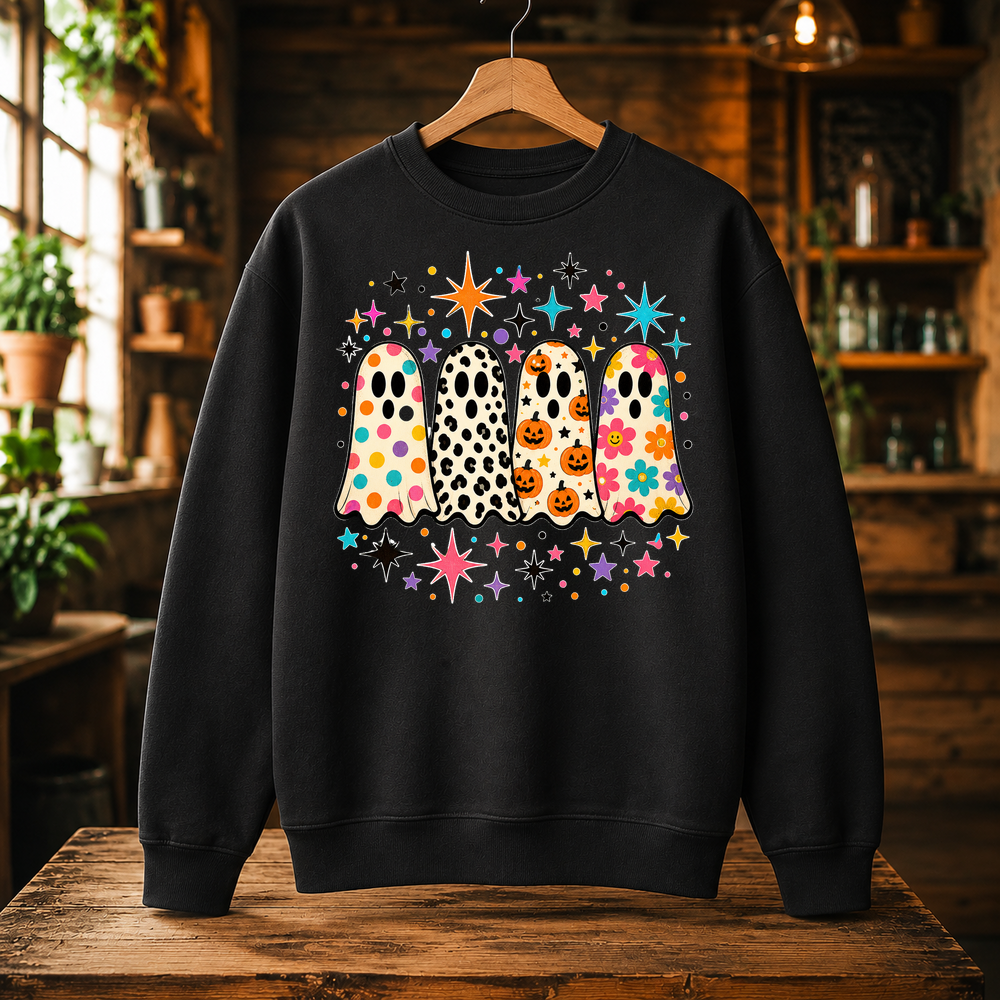 Colorful Patterned Ghosts Halloween Tshirt