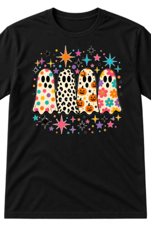 Colorful Patterned Ghosts Halloween Tshirt