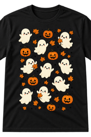 Cute Halloween Ghosts And Pumpkins Pattern Tshirt