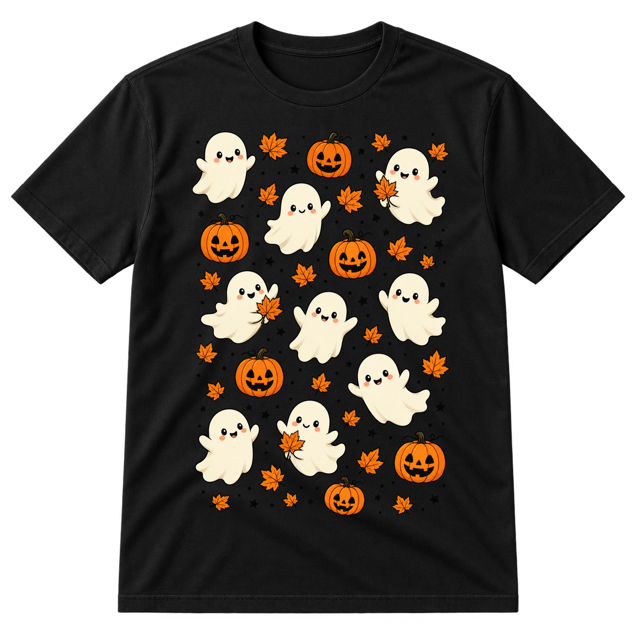 Cute Halloween Ghosts And Pumpkins Pattern Tshirt