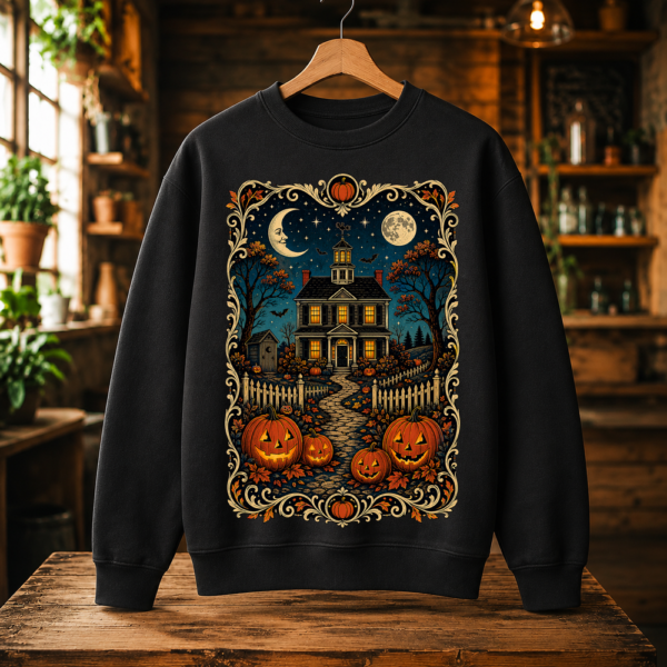 Halloween Haunted House Night Scene Tshirt