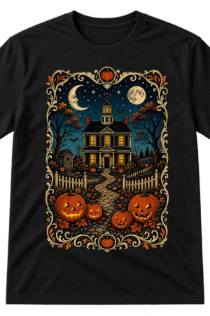 Halloween Haunted House Night Scene Tshirt