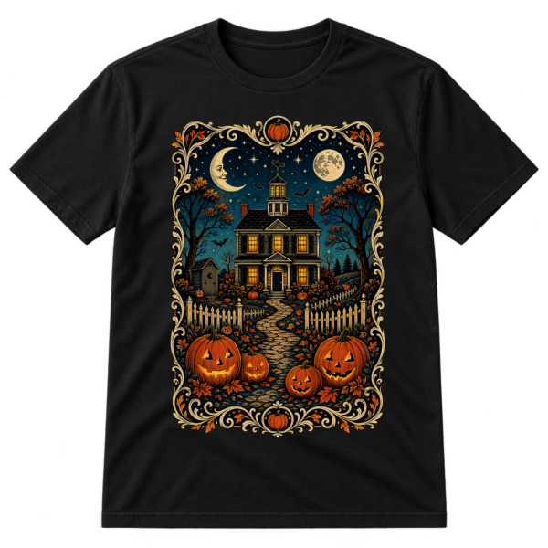 Halloween Haunted House Night Scene Tshirt