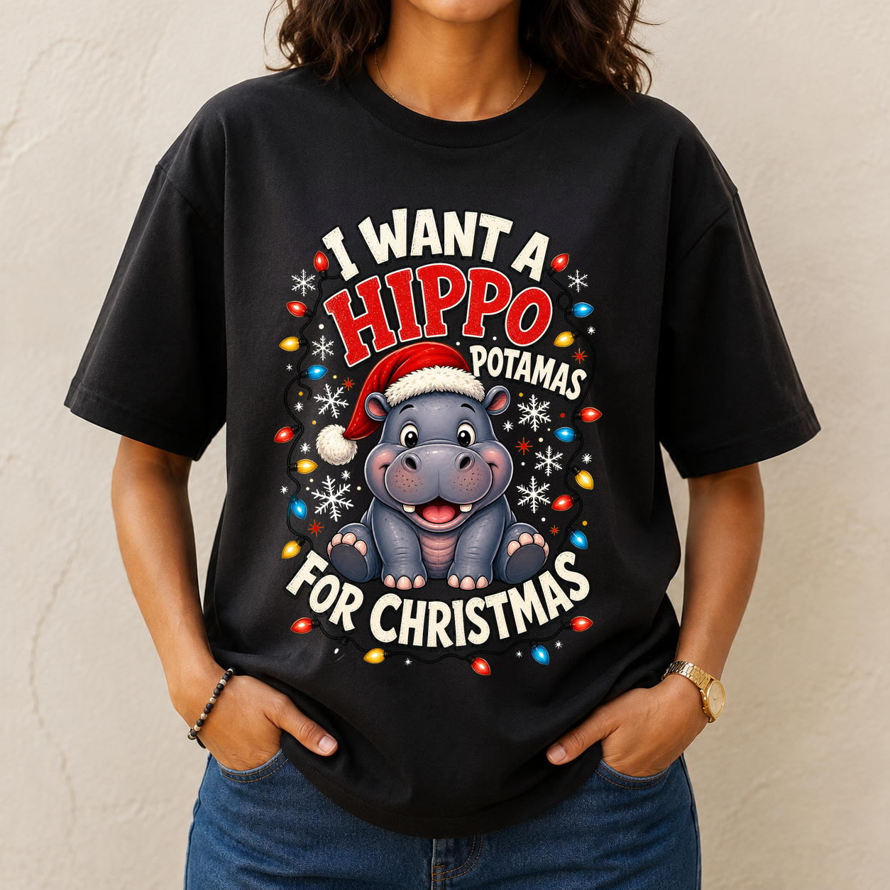 Hippo Potamas Christmas Tshirt