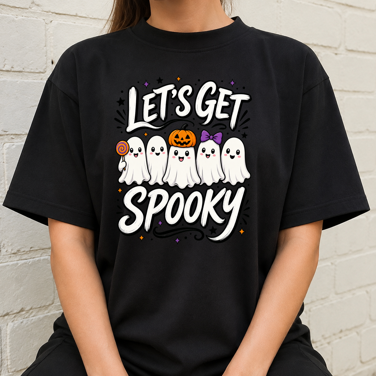 Lets Get Spooky Halloween Ghosts Tshirt