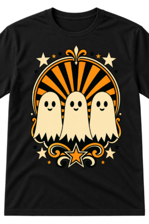 Three Spooky Ghosts Striped Halloween Tshirt