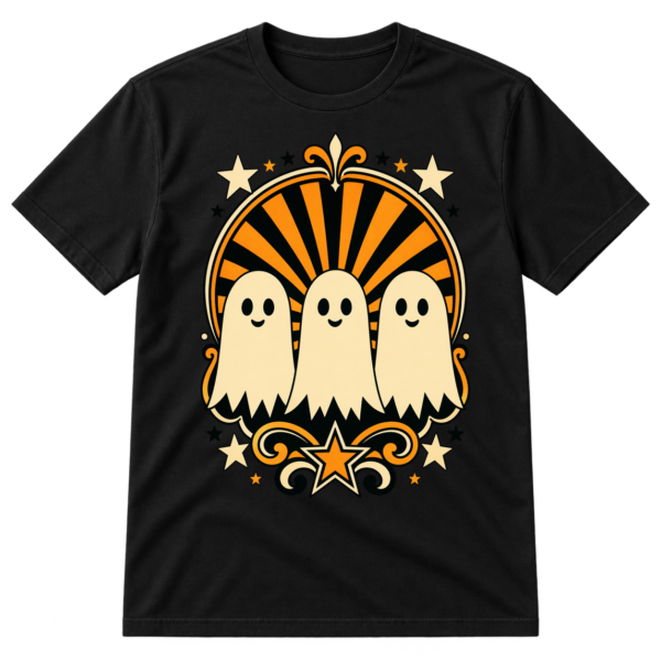 Three Spooky Ghosts Striped Halloween Tshirt