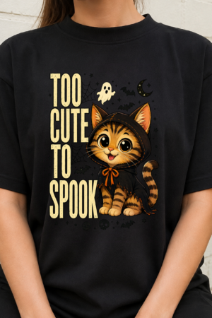 Too Cute To Spook Halloween Cat Tshirt