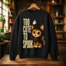 Too Cute To Spook Halloween Cat Tshirt