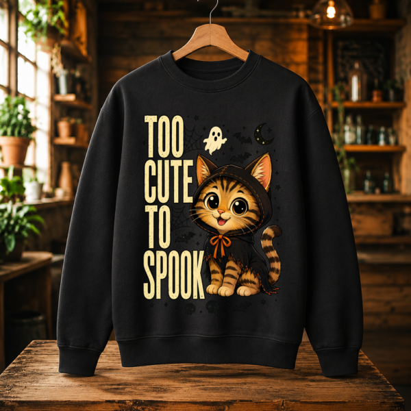 Too Cute To Spook Halloween Cat Tshirt