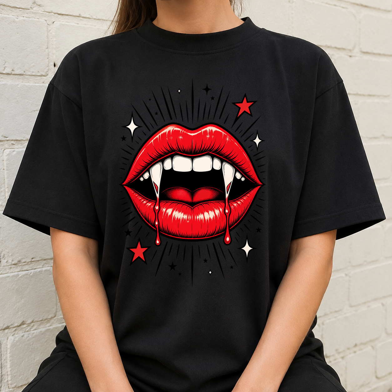 Vampire Lips Fangs Tshirt