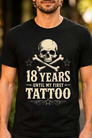 18 Years Until First Tattoo Skull Baby Onesie Tshirt