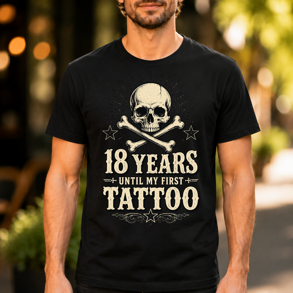 18 Years Until First Tattoo Skull Baby Onesie Tshirt