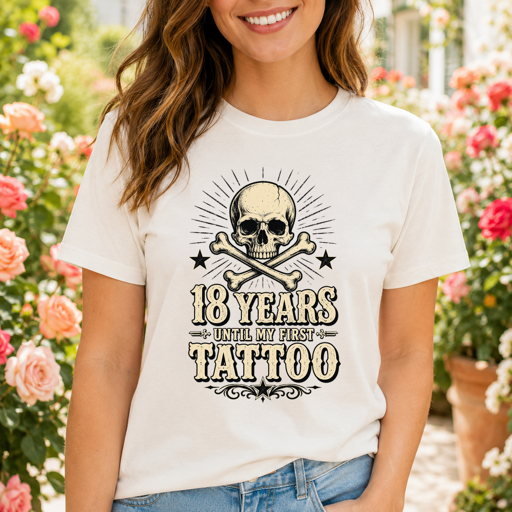 18 Years Until First Tattoo Skull Baby Onesie Tshirt