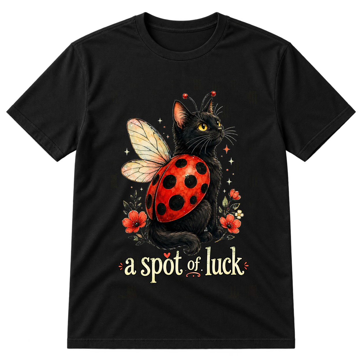 A Spot Of Luck Cat Ladybug Tshirt