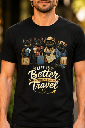 Adventure Cats Travel Illustration Tshirt
