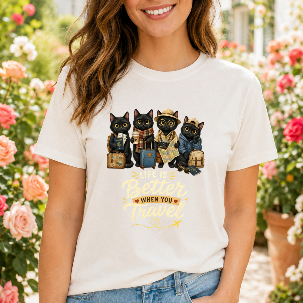 Adventure Cats Travel Illustration Tshirt