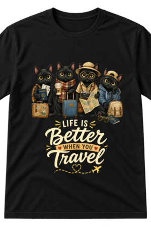 Adventure Cats Travel Illustration Tshirt