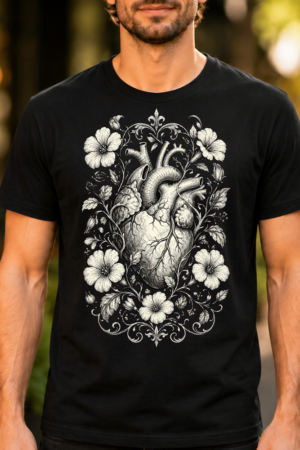 Anatomical Heart Floral Illustration Tshirt