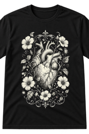 Anatomical Heart Floral Illustration Tshirt