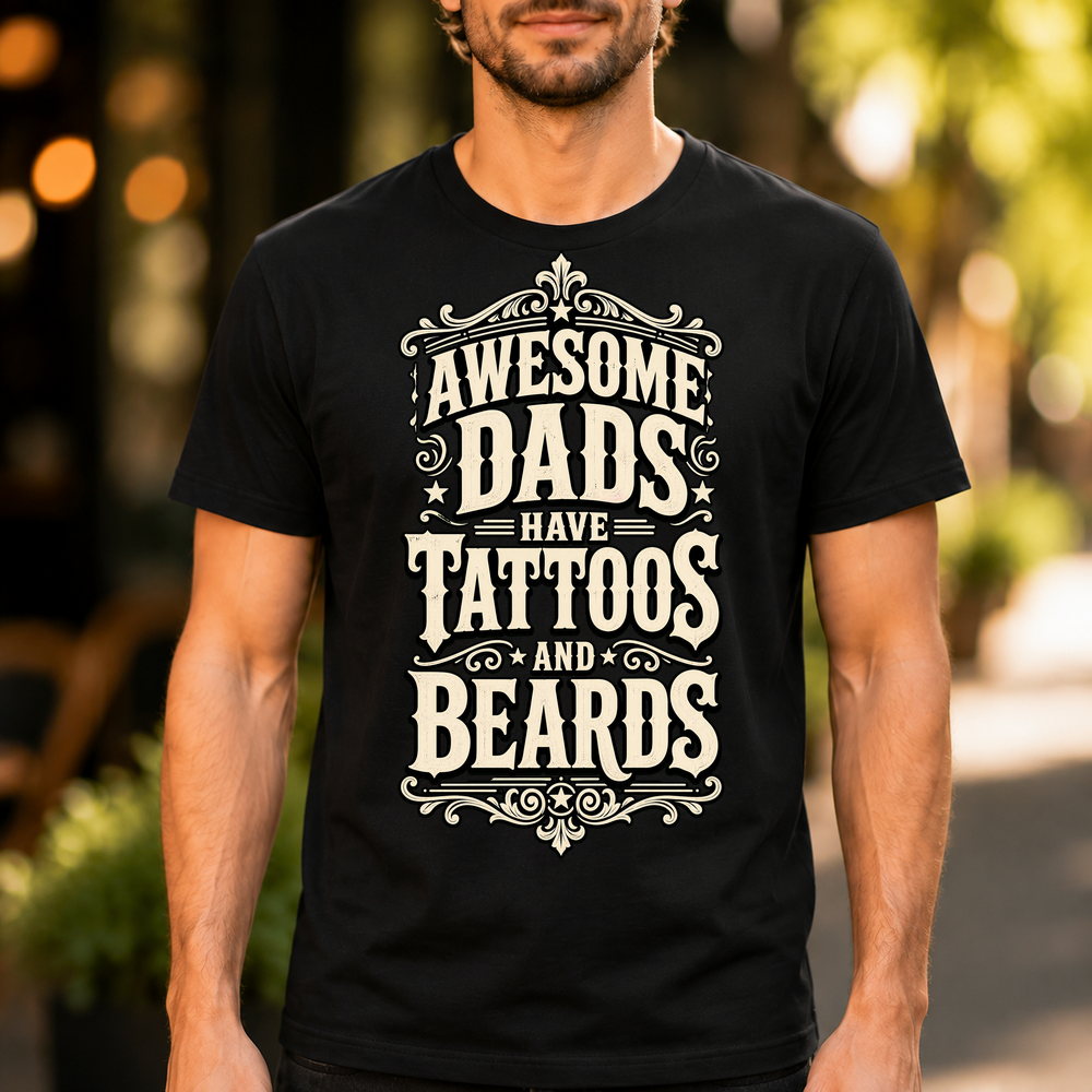 Awesome Dads Have Tattoos And Beards Tshirt