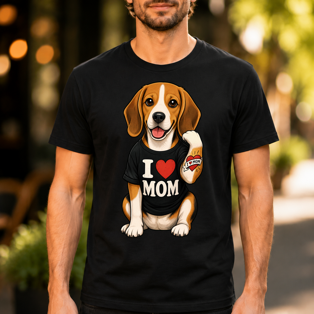 Beagle Dog Mom Tattoo Heart Tshirt