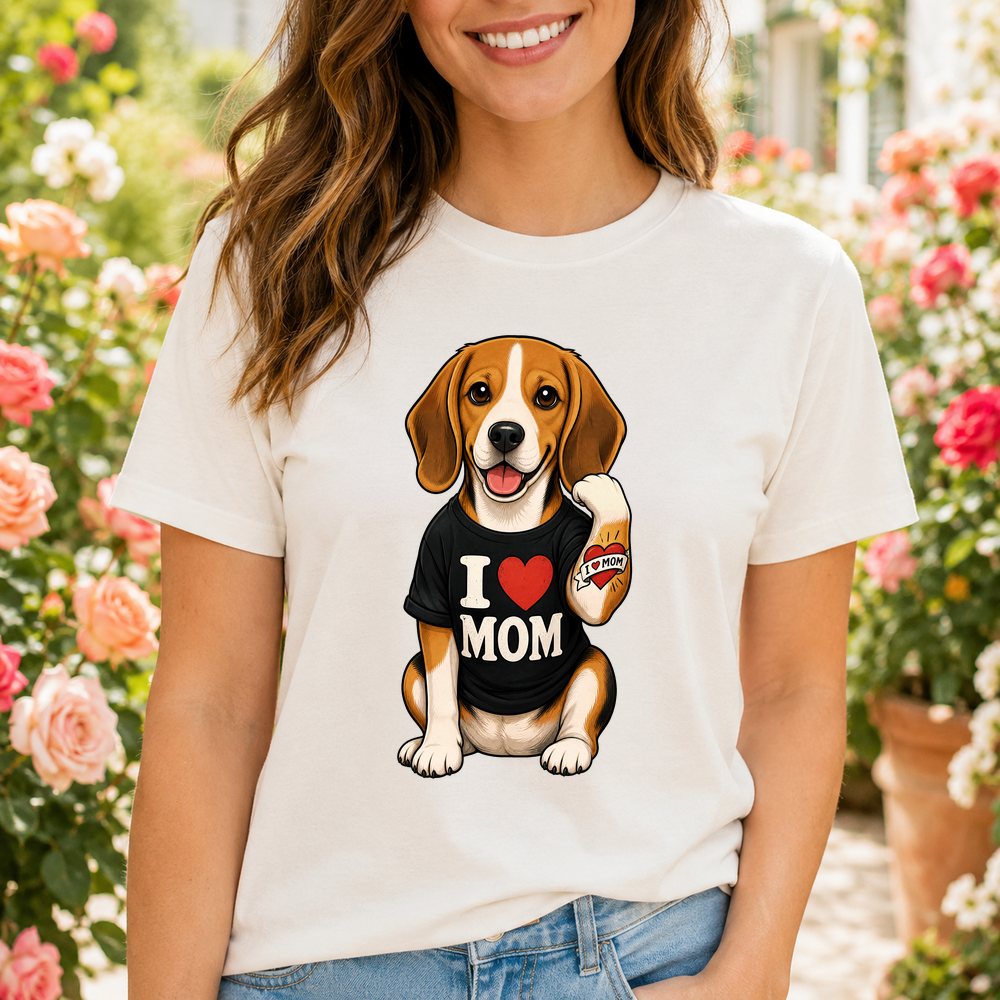 Beagle Dog Mom Tattoo Heart Tshirt