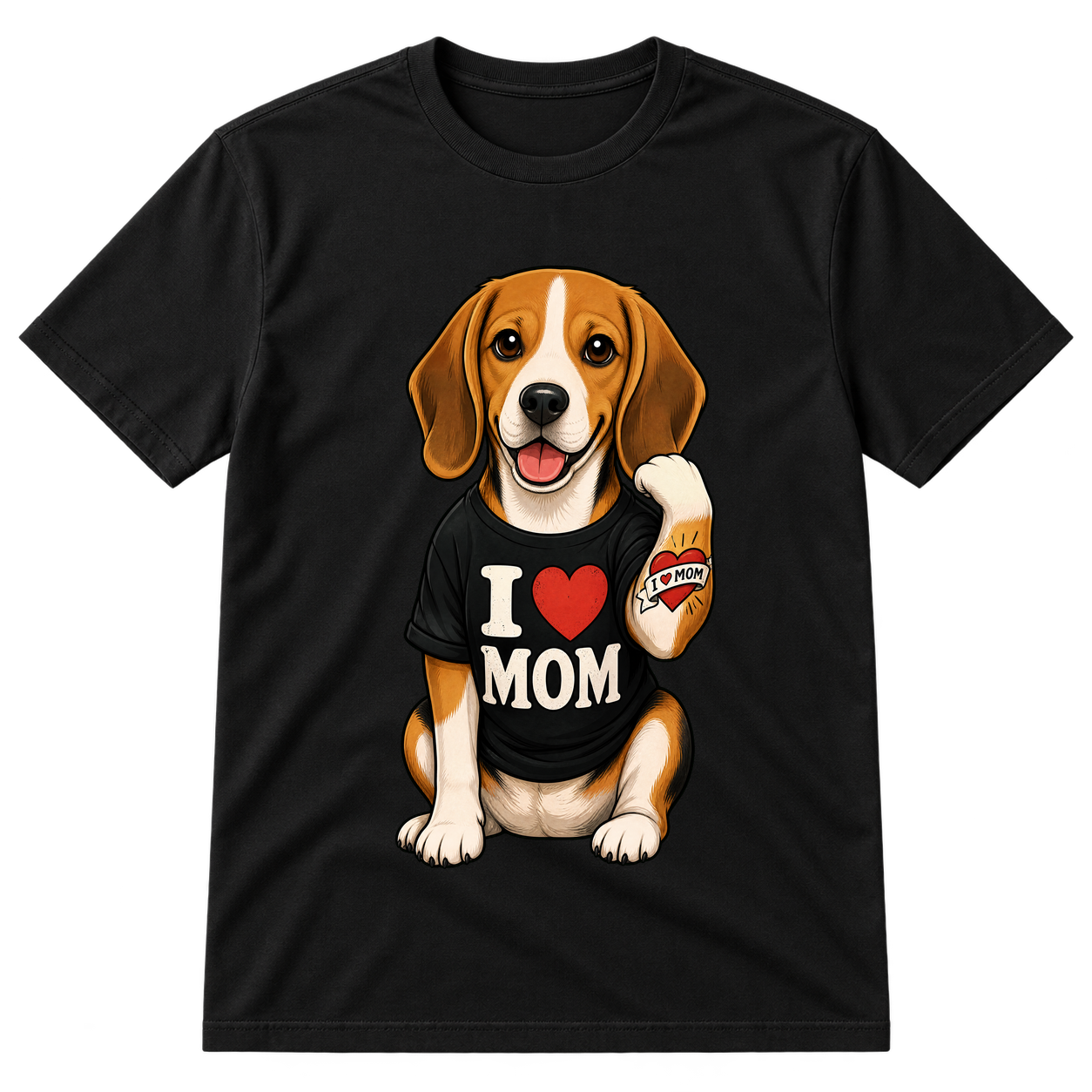 Beagle Dog Mom Tattoo Heart Tshirt