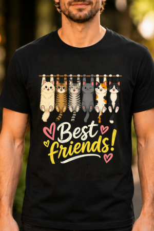 Best Friends Cats Hanging On Line Tshirt