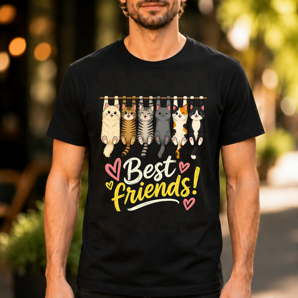 Best Friends Cats Hanging On Line Tshirt