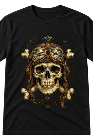Biker Skull Aviator Helmet Tshirt