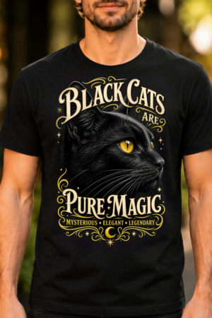 Black Cat Profile Yellow Eye Tshirt