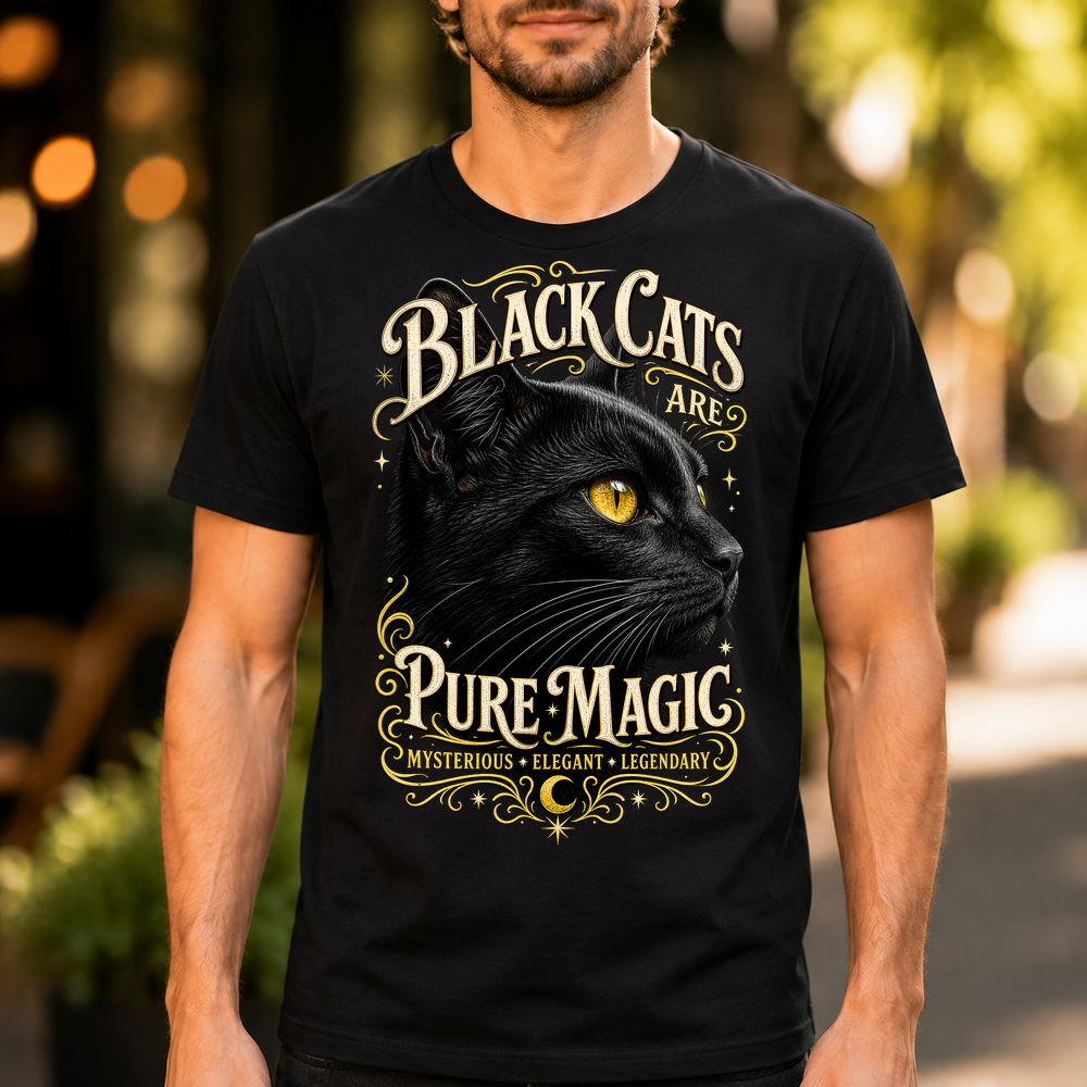 Black Cat Profile Yellow Eye Tshirt
